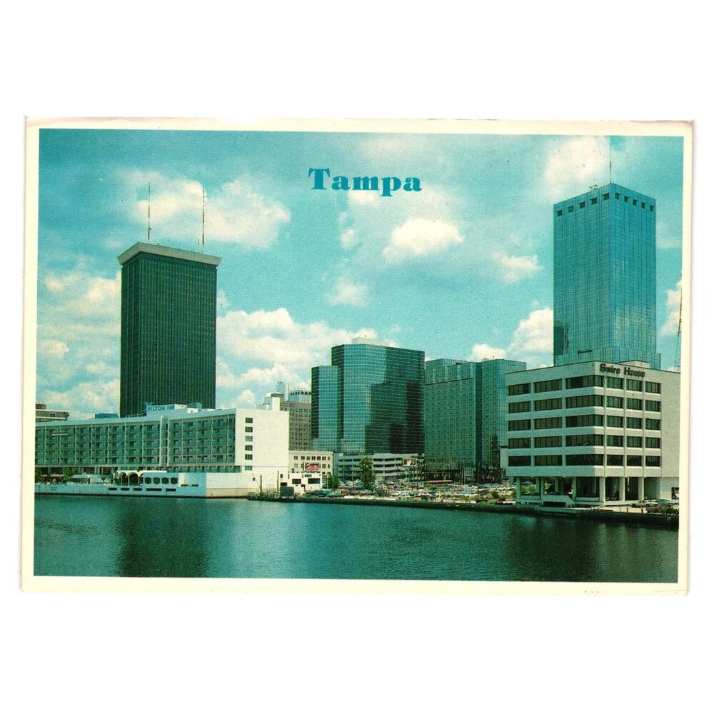 Vintage Tampa Florida Skyline Postcard Buildings Business Tourism Roadside